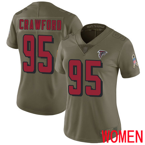 Atlanta Falcons Limited Olive Women Jack Crawford Jersey NFL Football #95 2017 Salute to Service